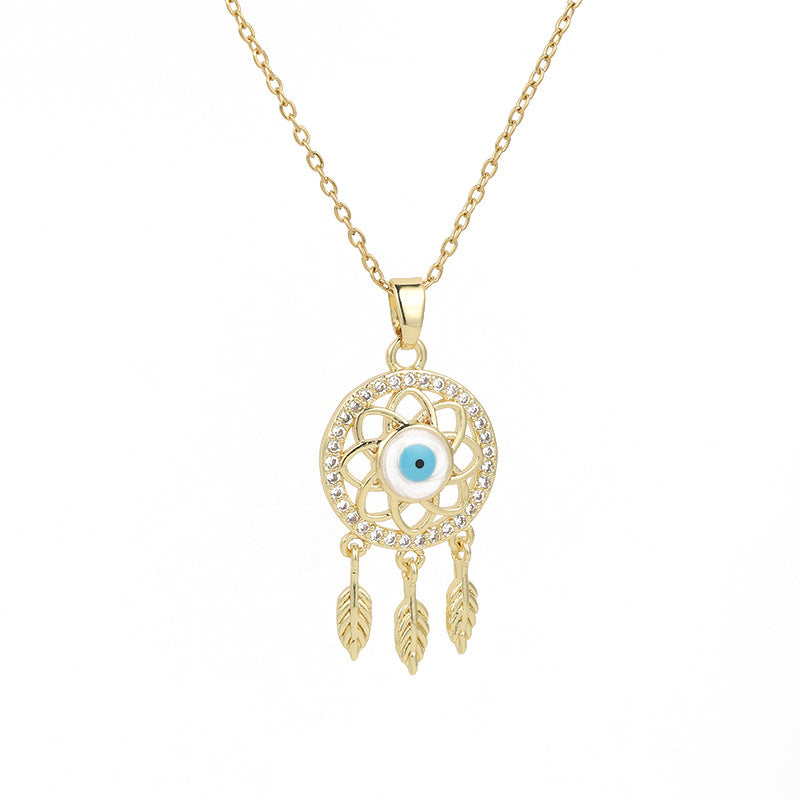 Wholesale Jewelry Christmas Eye Dream Catcher Stainless Steel Tassel Clavicle Chain