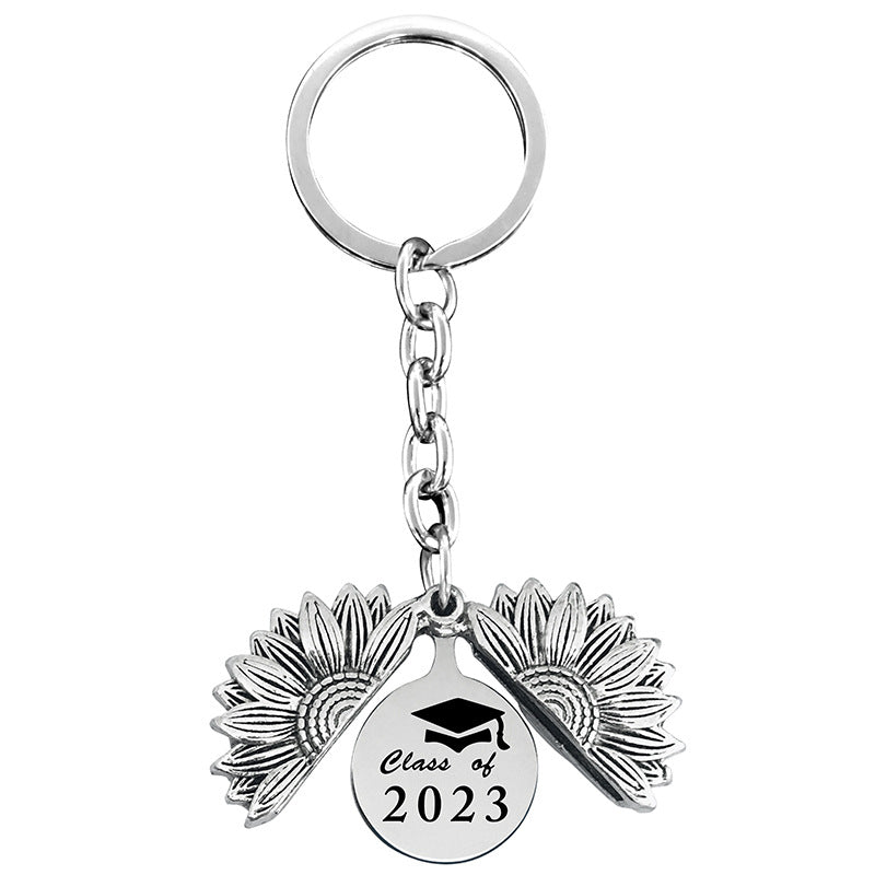 Wholesale Sunflower 2023 Graduation Season Gift Lettering Metal Keychain