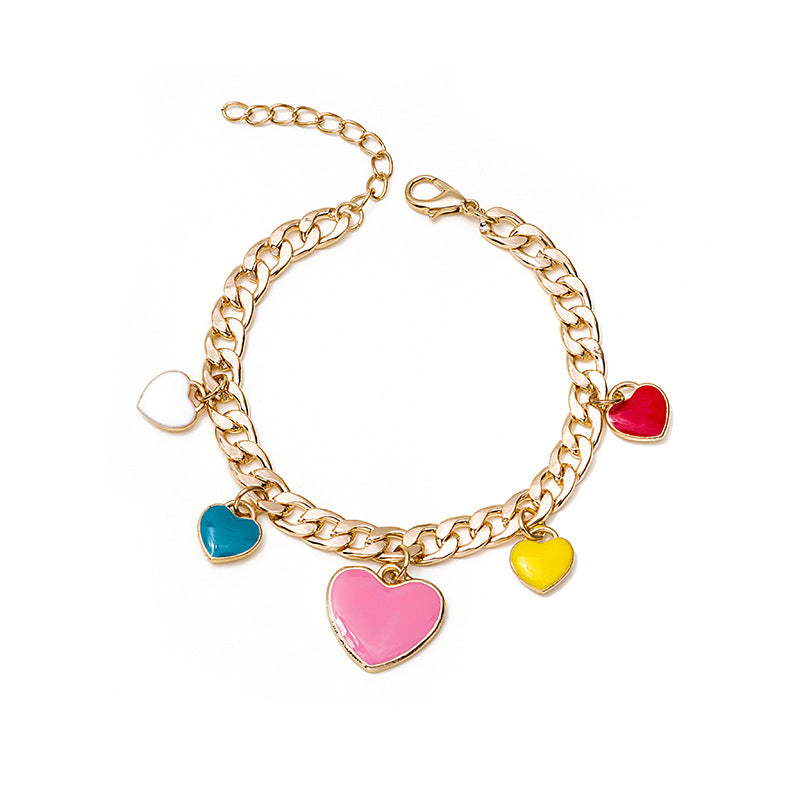 Wholesale Colorful Heart Pendant Alloy Necklace