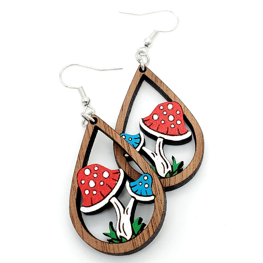 Venta al por mayor Lindos Aretes De Madera De Seta De Gota De Agua