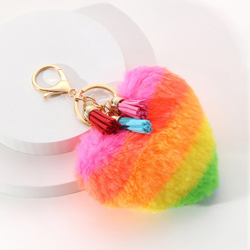 Wholesale Plush Multi-color Fur Ball Tassel Key Chain