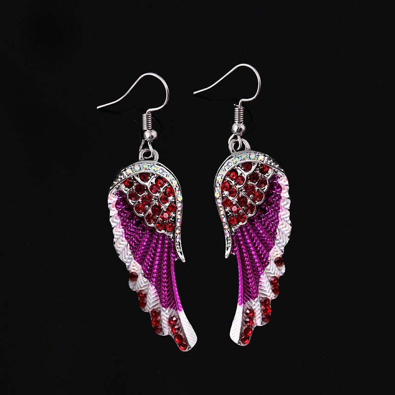 Wholesale Angel Wings Rhinestone Alloy Earrings