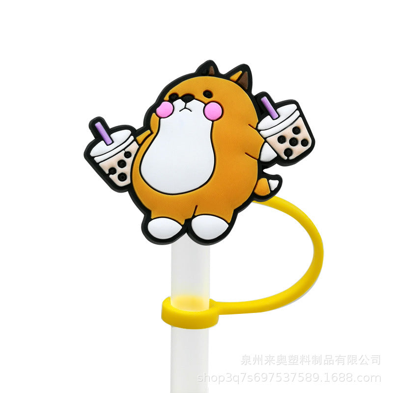 Wholesale 10PCS Cartoon Beverage Silicone Straw Tube Cap