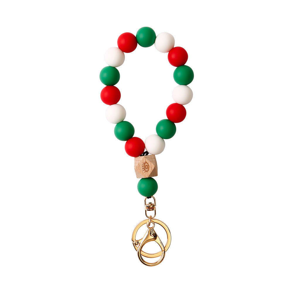 Wholesale Color Silicone Beaded Wristlet Keychain