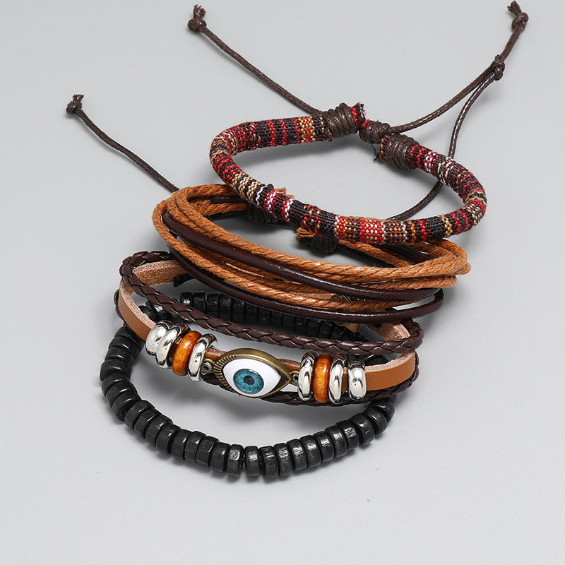 Pulsera De Cuero Trenzado Ojos Boho al por mayor