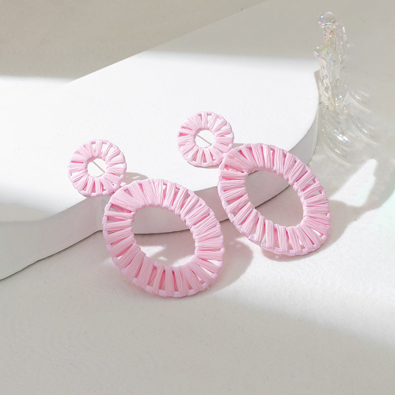 Wholesale Colorful Raffia Alloy Earrings
