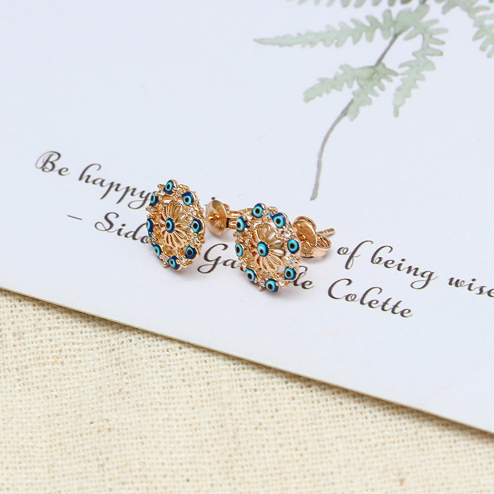 Pendientes De Cobre De Ojo De Diablo Chapado En Oro al por mayor