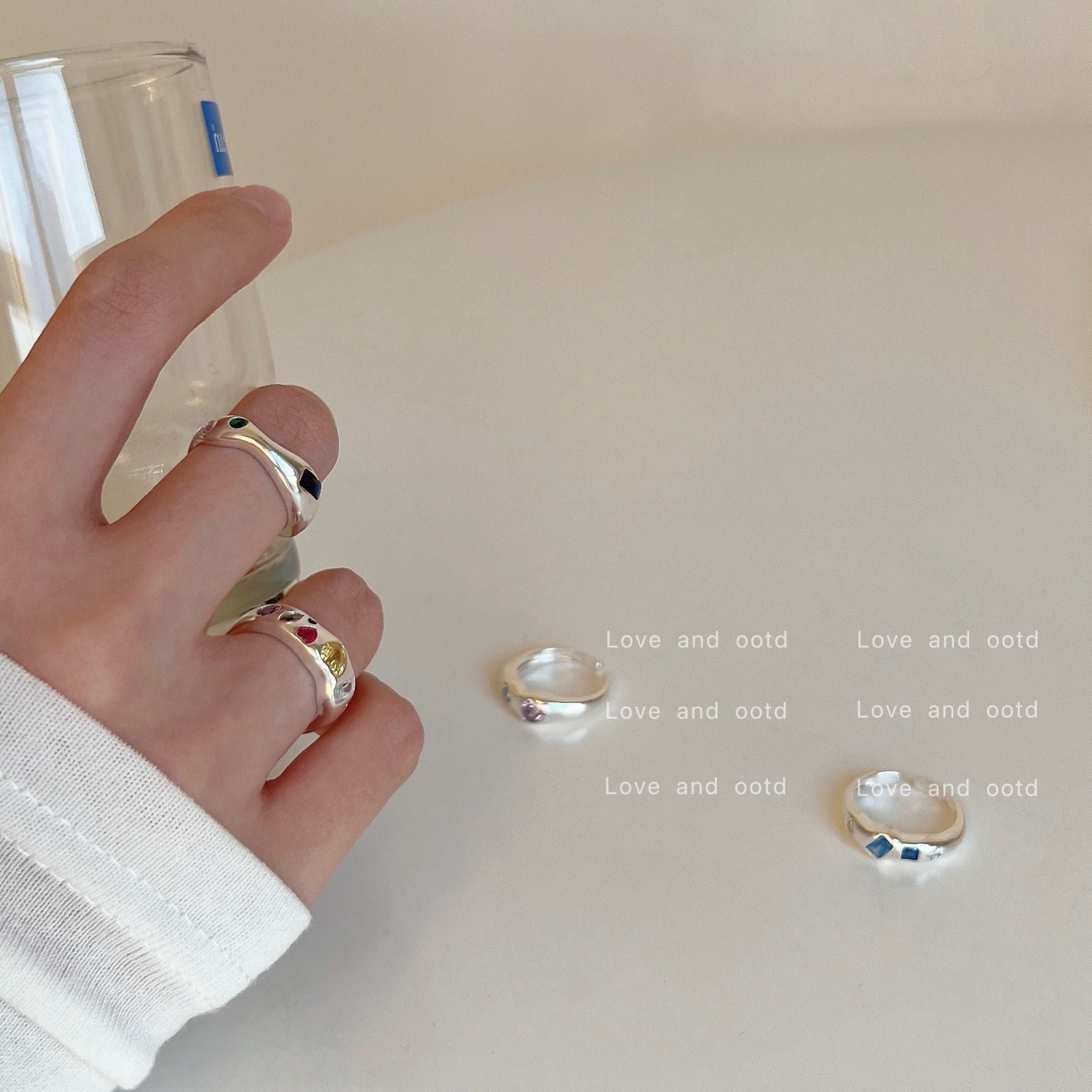 Wholesale Copper Macaron Color Adjustable Heart Zircon Ring