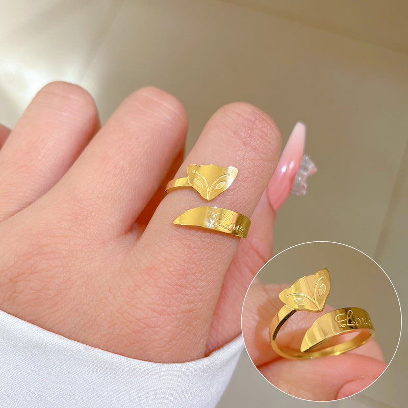 Wholesale Fox Alphabet Titanium Rings