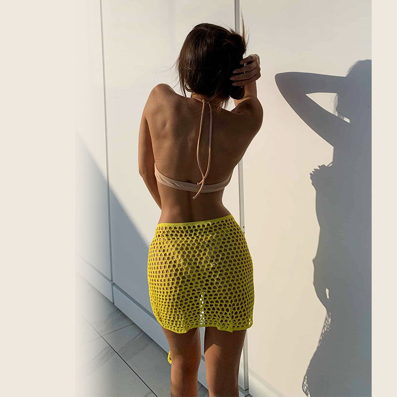 Wholesale Hollowed out Slit Lace-up Knitted Cotton Swimwear