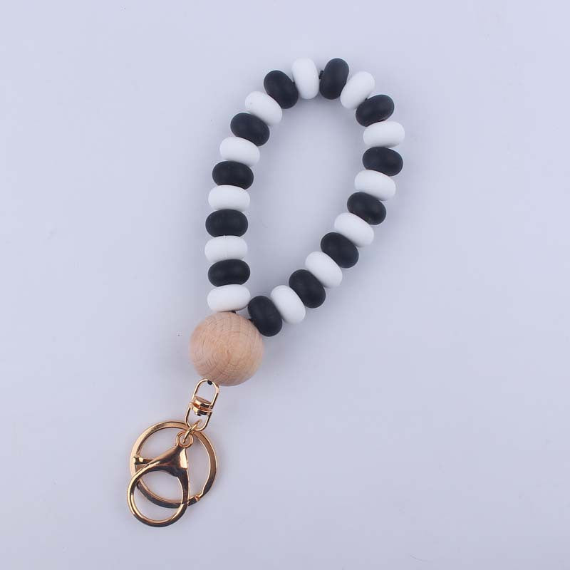 Wholesale Silicone Flat Bead Beaded Wrist Keychain