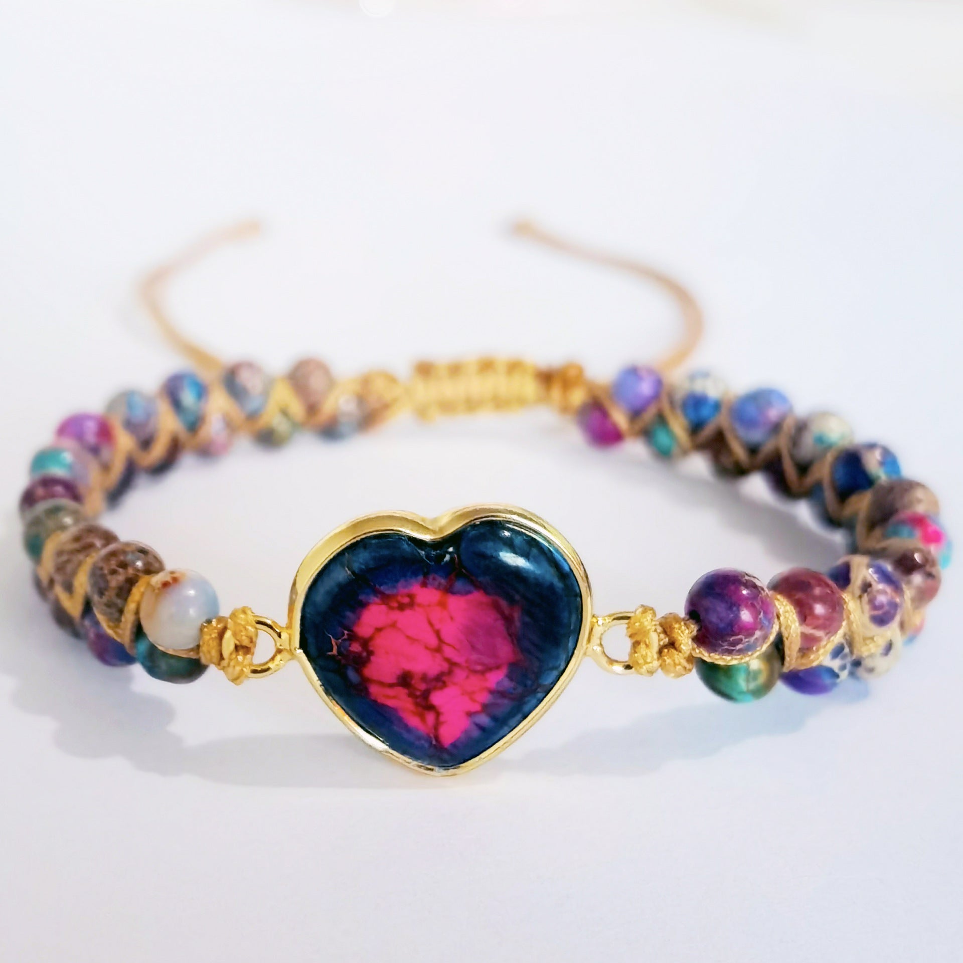 Wholesale Peach Heart Love Woven Bracelet