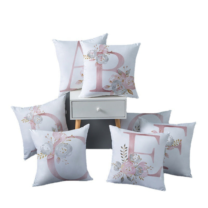 Wholesale Peach Skin Velvet Pink Letter Pillowcase