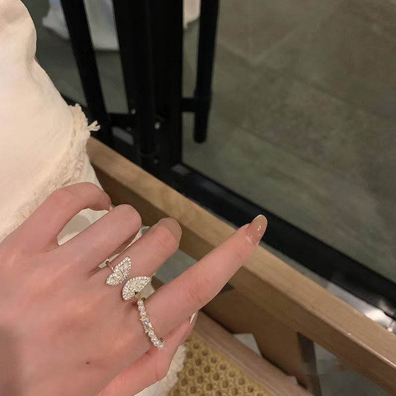 Wholesale Butterfly Pearl Opening Alloy Rings