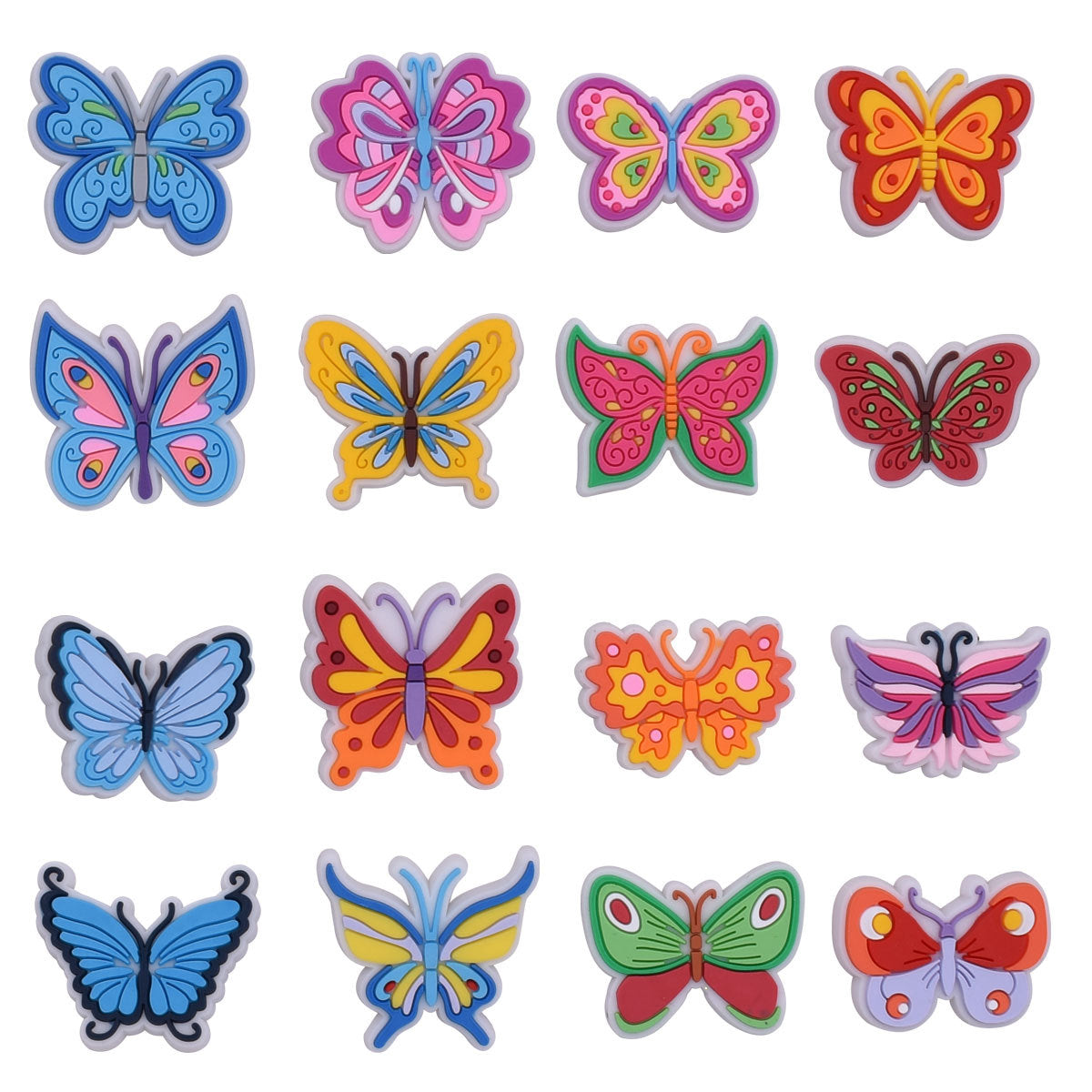 100pcs 100pcs PVC Colorful Butterfly Series Hebilla de zapato de bricolaje