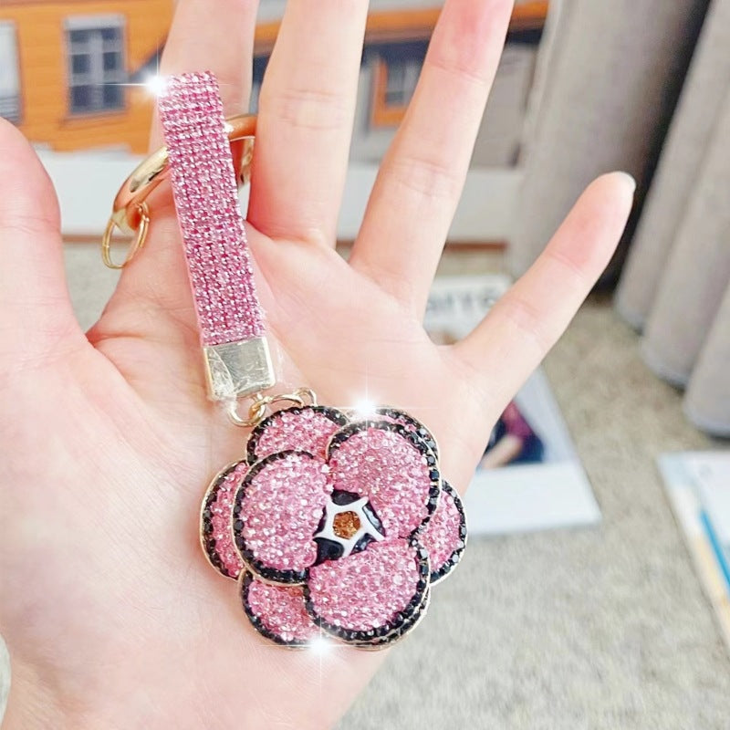 Wholesale Diamond Studded Flower Zinc Alloy Key Chain