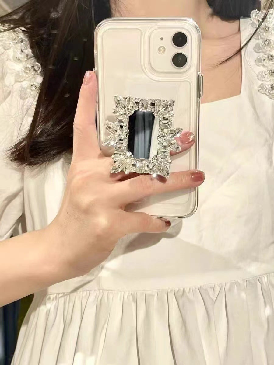 Venta al por mayor Soporte de cojín de aire para teléfono con espejo de diamante