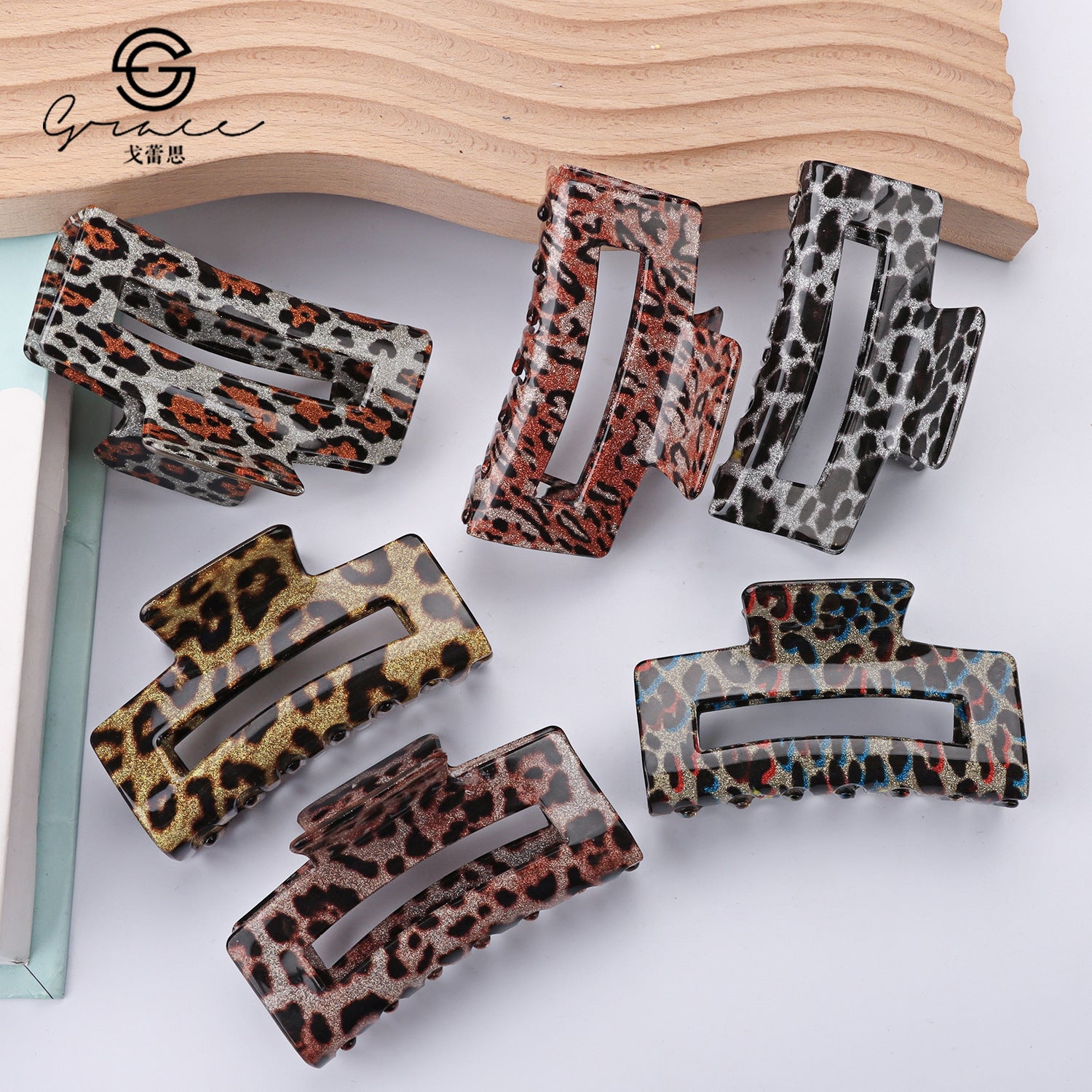 Wholesale Imitation Acetate Leopard Print Grab Clip