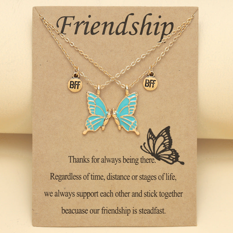 Conjunto de collares de aleación de imanes de mariposa de colores al por mayor