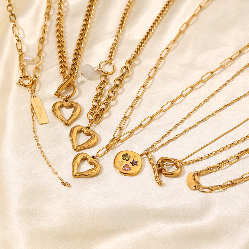 Wholesale Heart Clavicle Chain  Stainless  Steel Necklace