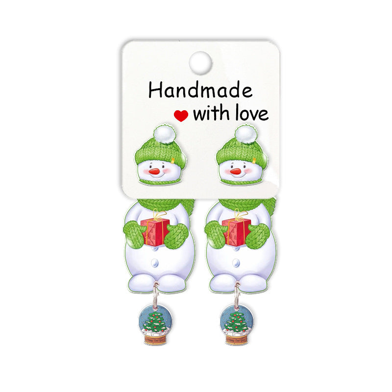 Wholesale Cartoon Christmas Snowman Resin Earrings