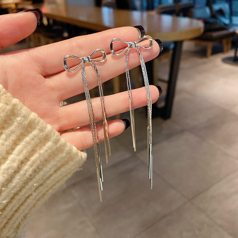 Nuevos pendientes de aleación de borla de bambú verde de estilo chino al por mayor