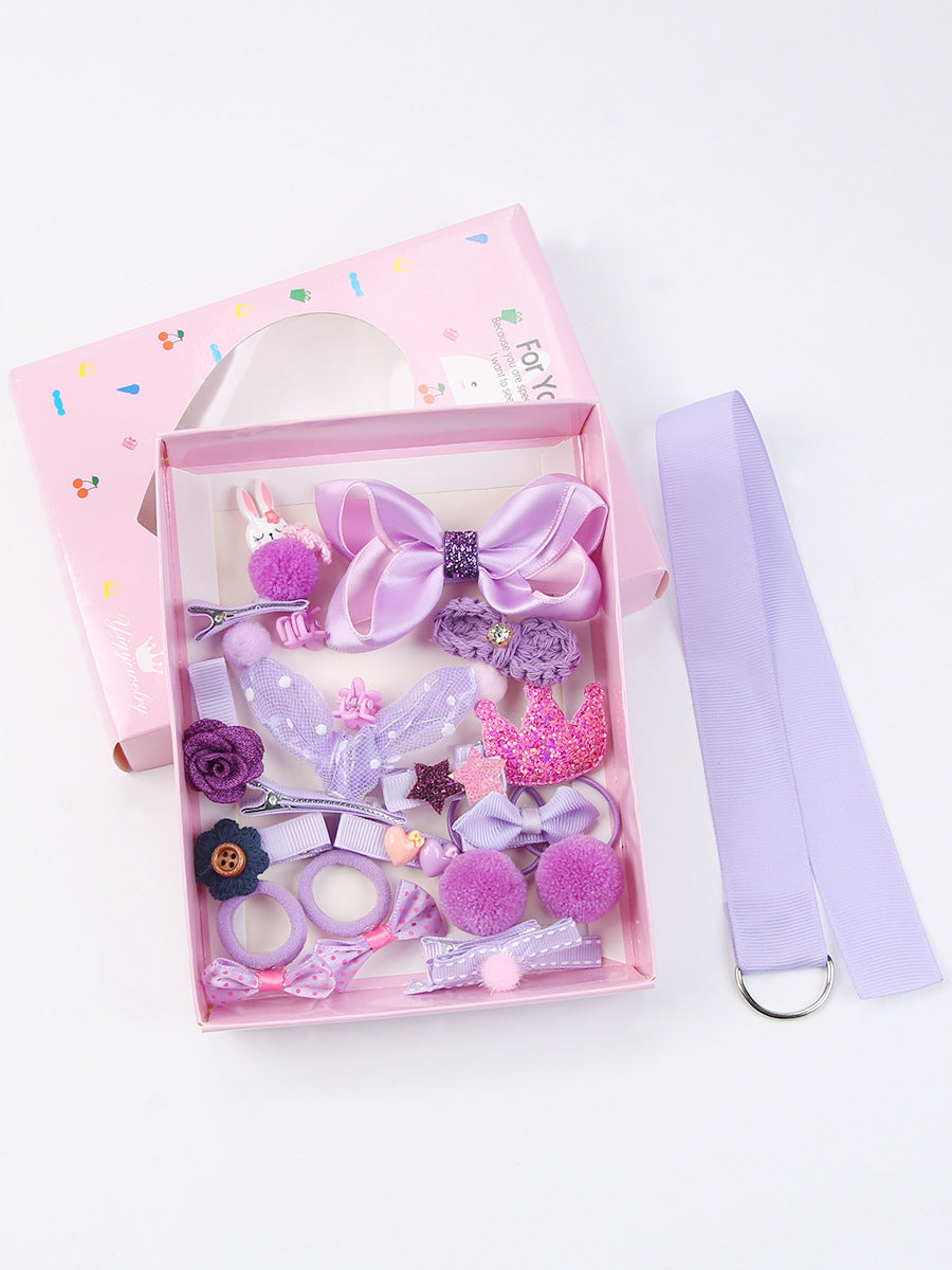 Wholesale 18-piece Set of Cute Fabric Hair Clips for Children