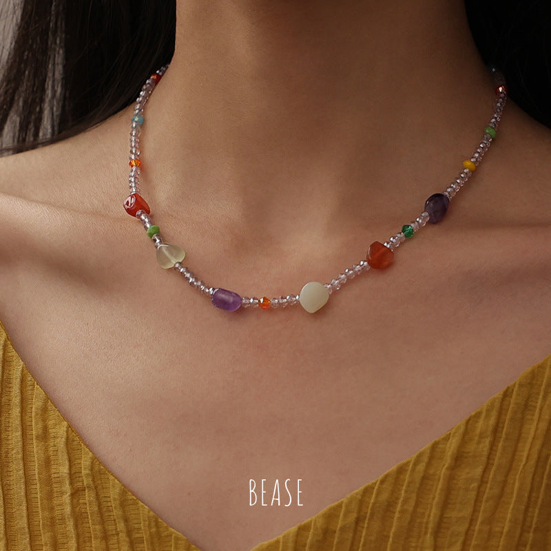 Wholesale Titanium Steel Crystal Beads Necklaces