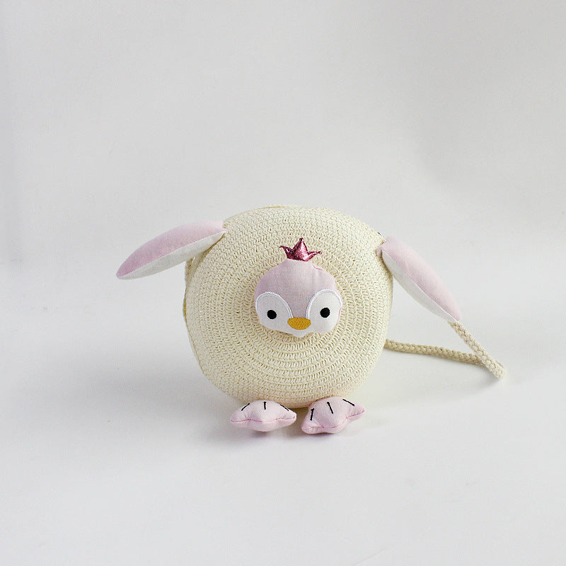 Wholesale Cute Round Fashion Grass Woven Kids Bag