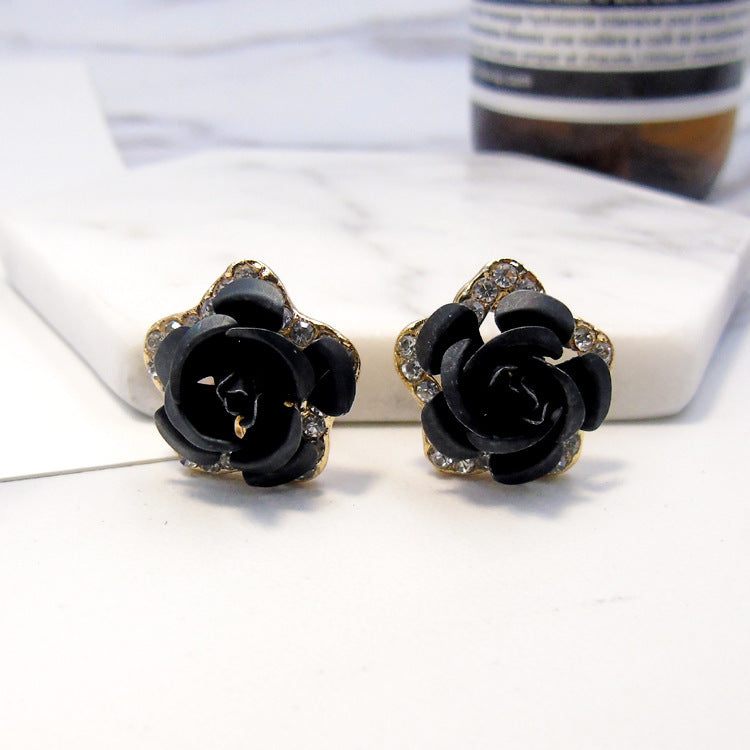 Wholesale Pentagram Inlaid Rose Alloy Earrings