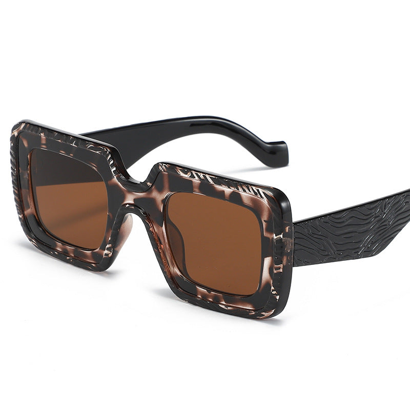 Wholesale PC Personalized Contrasting Color Texture Square Frame Sunglasses