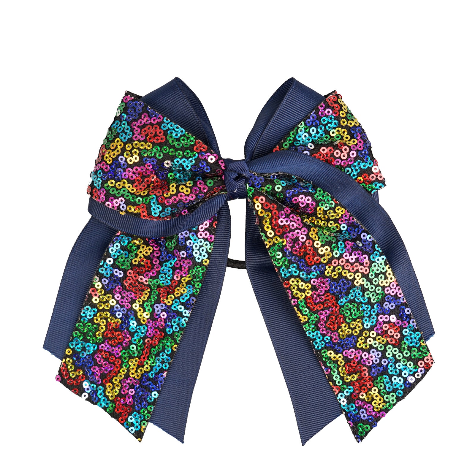 Wholesale 6inch Double Layer Large Swallowtail Sequin Bow Hair Tie