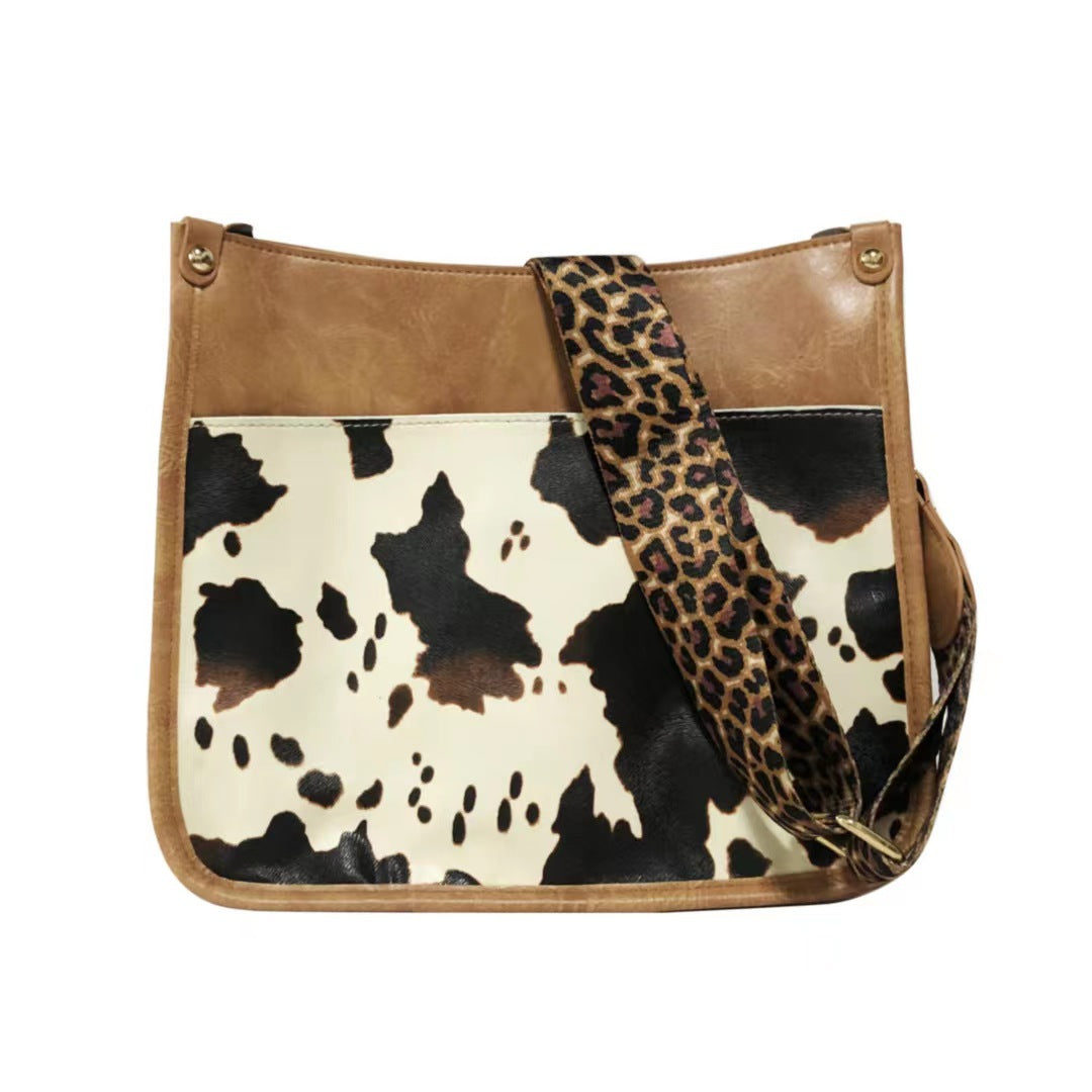 Wholesale Western Style Leopard Pattern Shoulder Strap PU Vintage Tote Bag Single Shoulder Bag Crossbody Bag