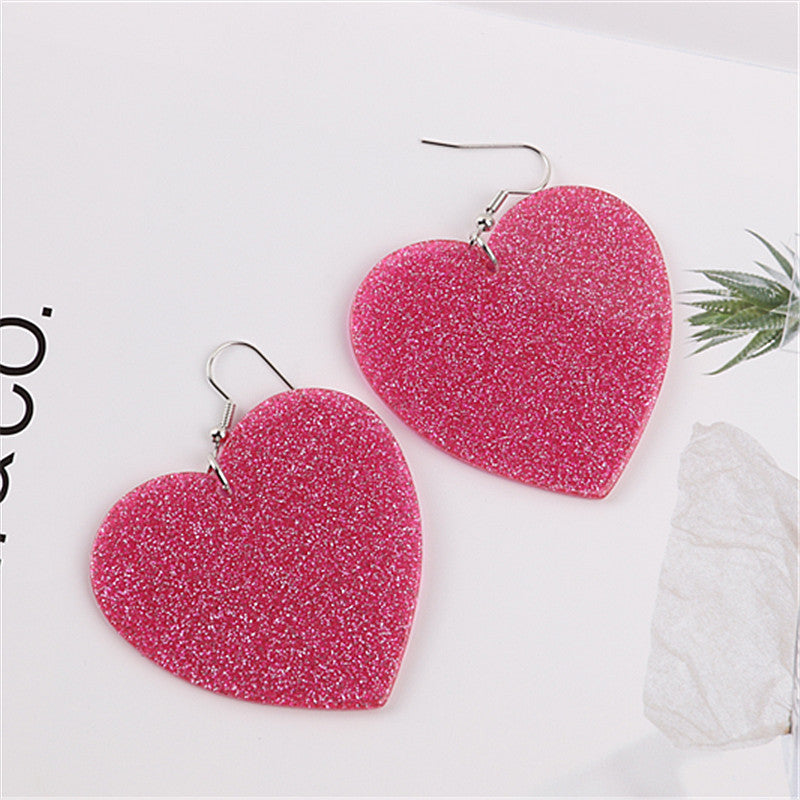 Wholesale Valentine's Day Glitter Heart Acrylic Earrings