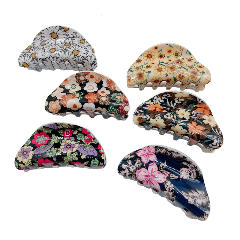 Wholesale Floral Pattern Acrylic Hair Clips