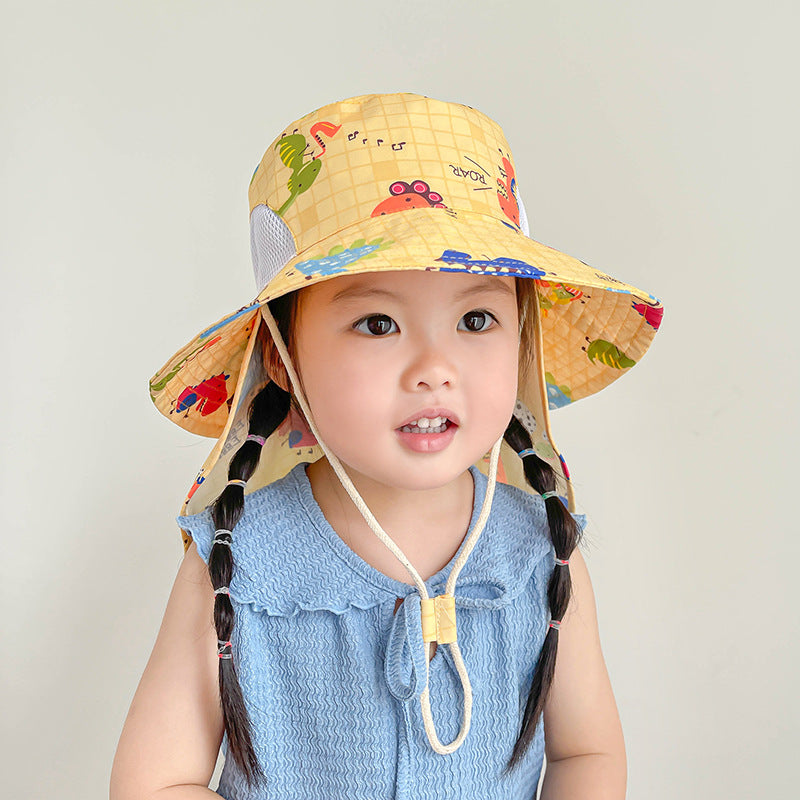 Venta al por mayor de sombreros de pescador de niños de dinosaurio de dibujos animados de algodón