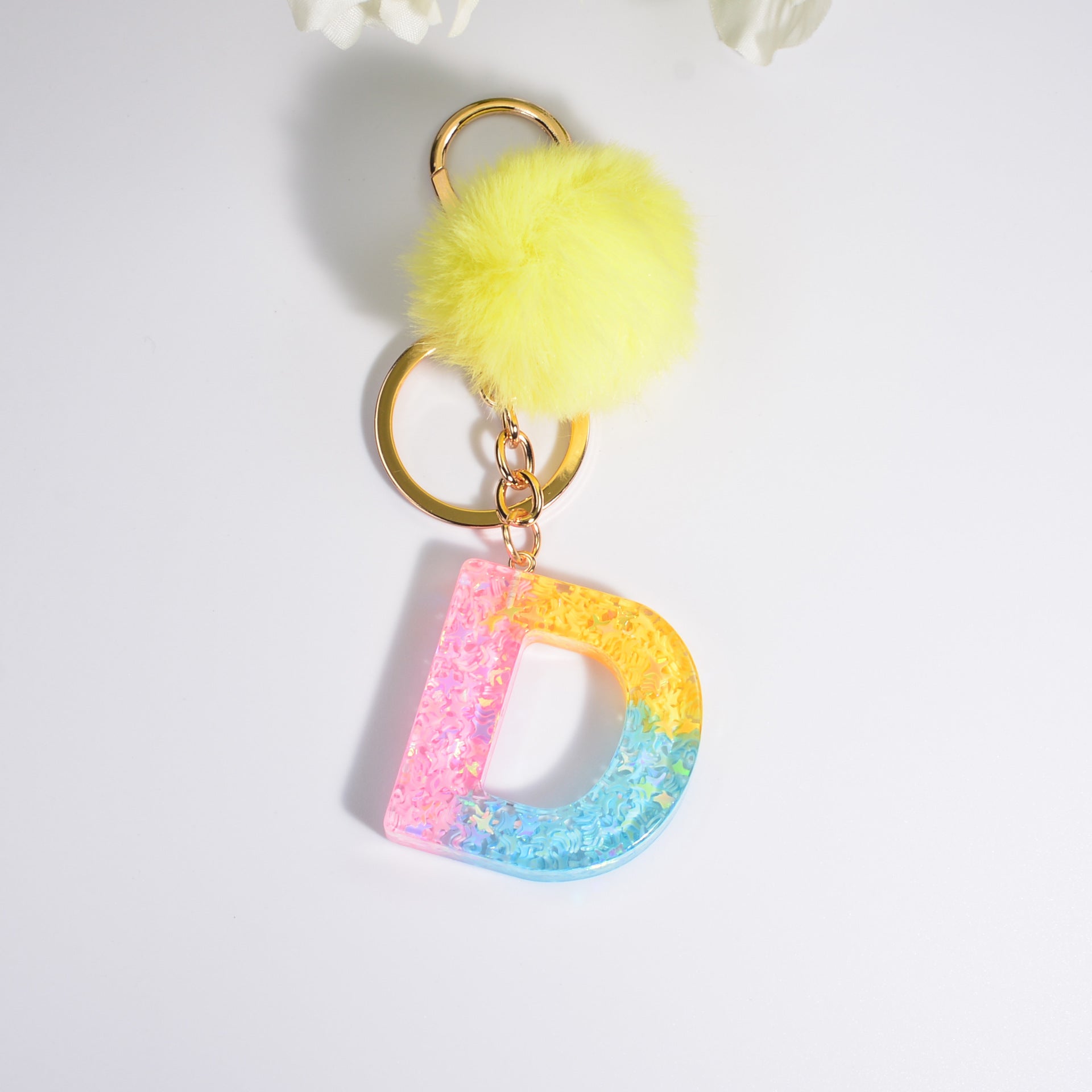 Wholesale English Alphabet Hair Ball Resin Keychain