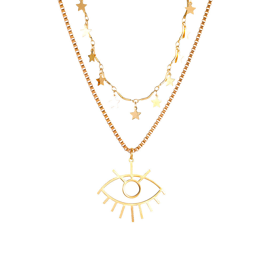 Wholesale Alloy Zhang Double Layer Devil Eye Necklace