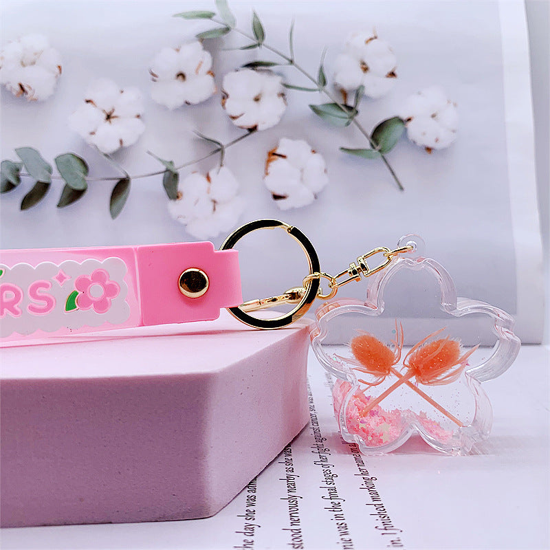 Comercio al por mayor acrílico aceitado flor de cerezo llavero creativo