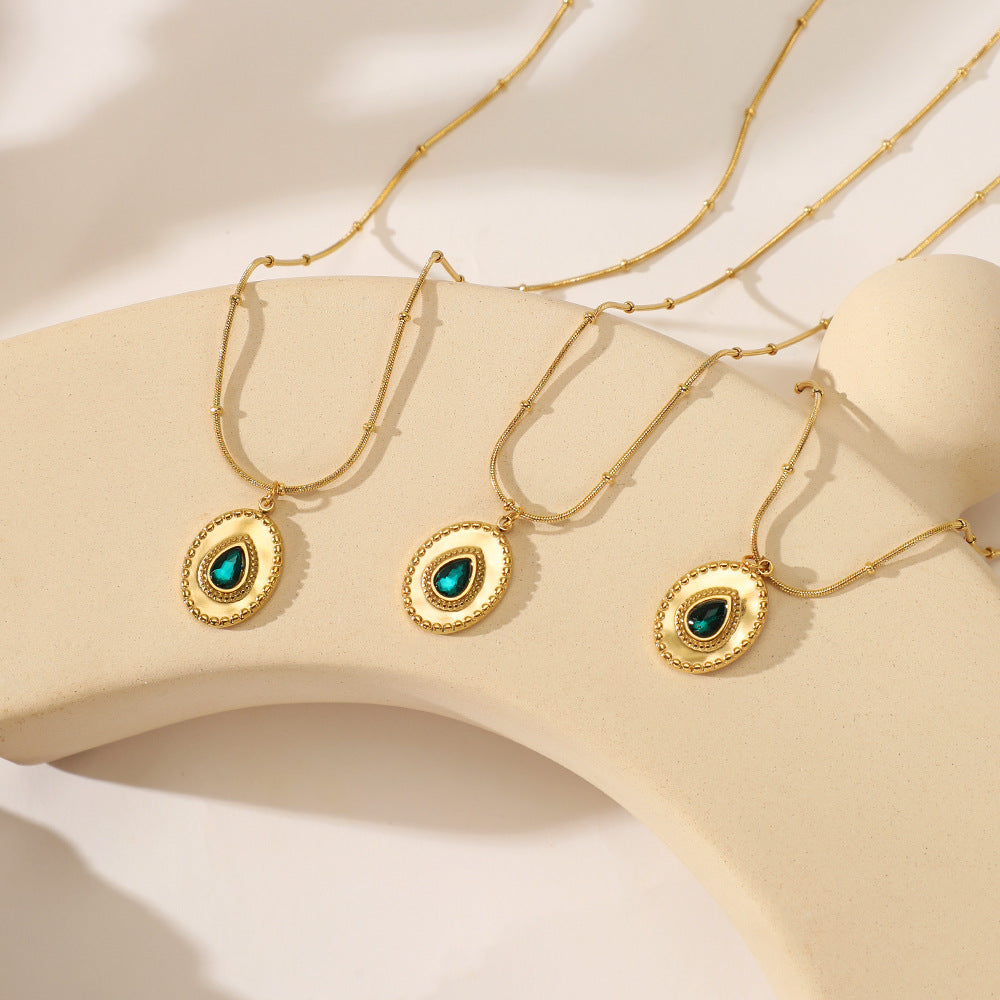 Collar Creativo De Acero Inoxidable Verde al por mayor