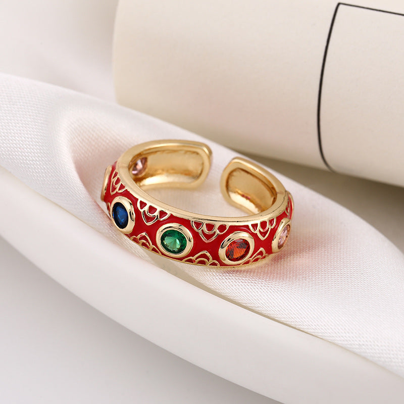 Venta al por mayor Anillo ajustable de apertura de ojo de diablo de cobre