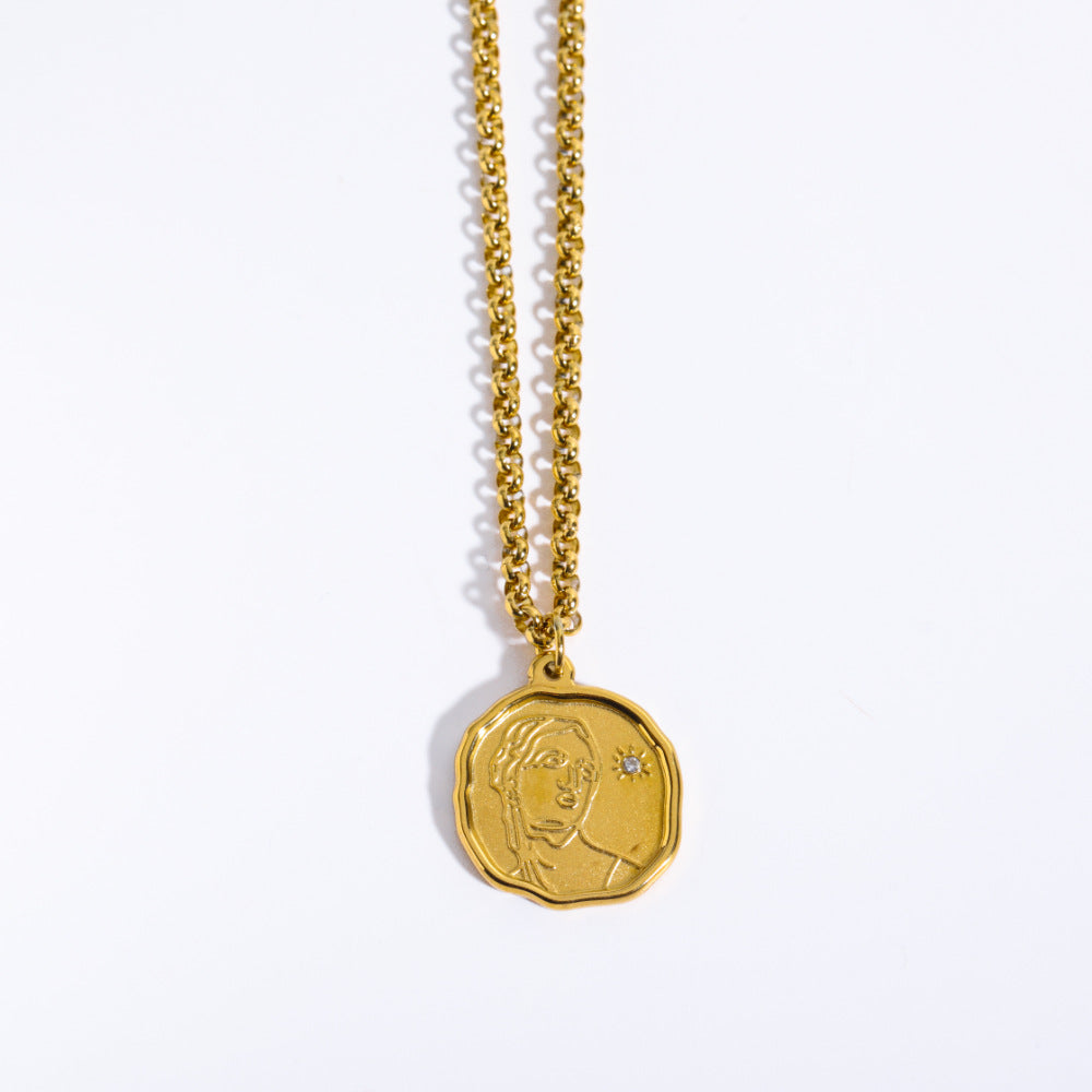 Wholesale God Athena Medusa Pendant Stainless Steel Sweater Chain