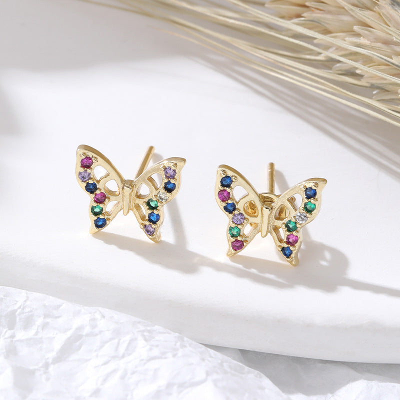 Wholesale 18K Gold Plated Hollow Out Butterfly Copper Earrings