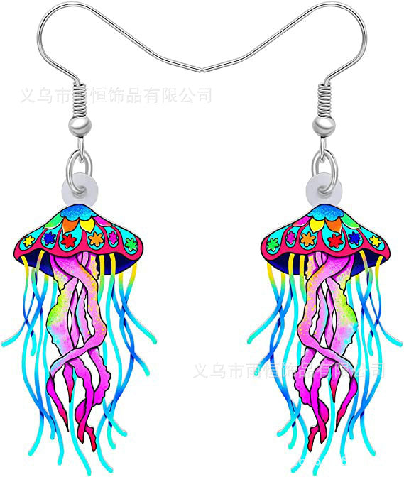 Wholesale 10PCS/PAIRS Cartoon Jellyfish Acrylic Earrings