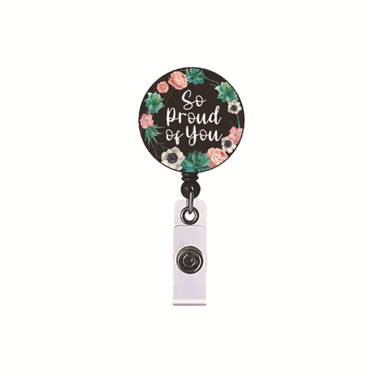 Wholesale Badge Reels Healthcare Flowers Acrylic Retractable Keychains