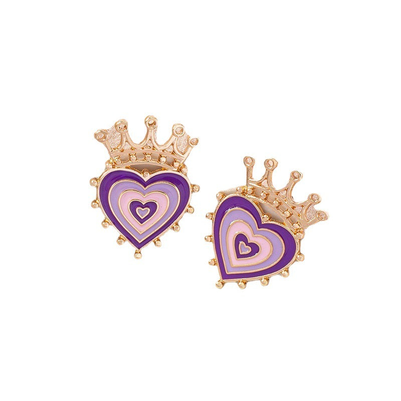 Wholesale Crown Heart Alloy Earrings
