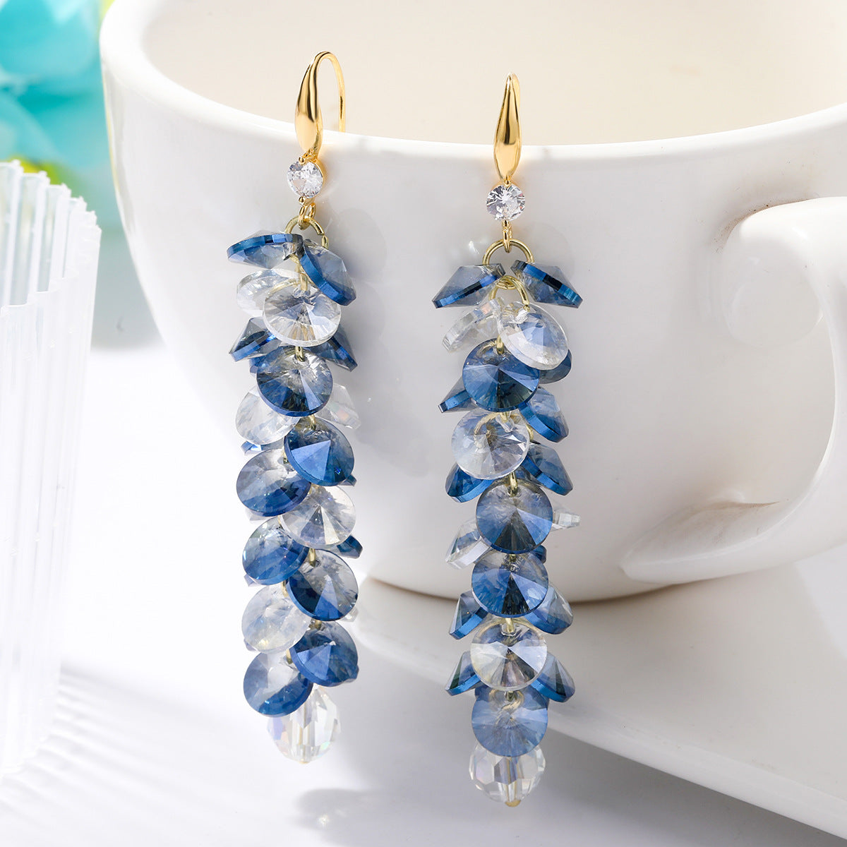 Wholesale Zircon Long Austrian Crystal Earrings