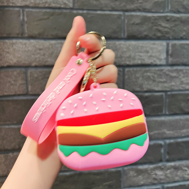 Llavero creativo al por mayor de la cartera cero de la hamburguesa del silicón