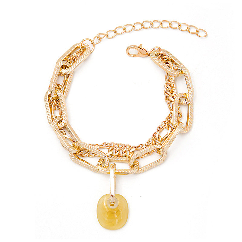 Wholesale Multilayer Vintage Chain Pearl Resin Bracelet