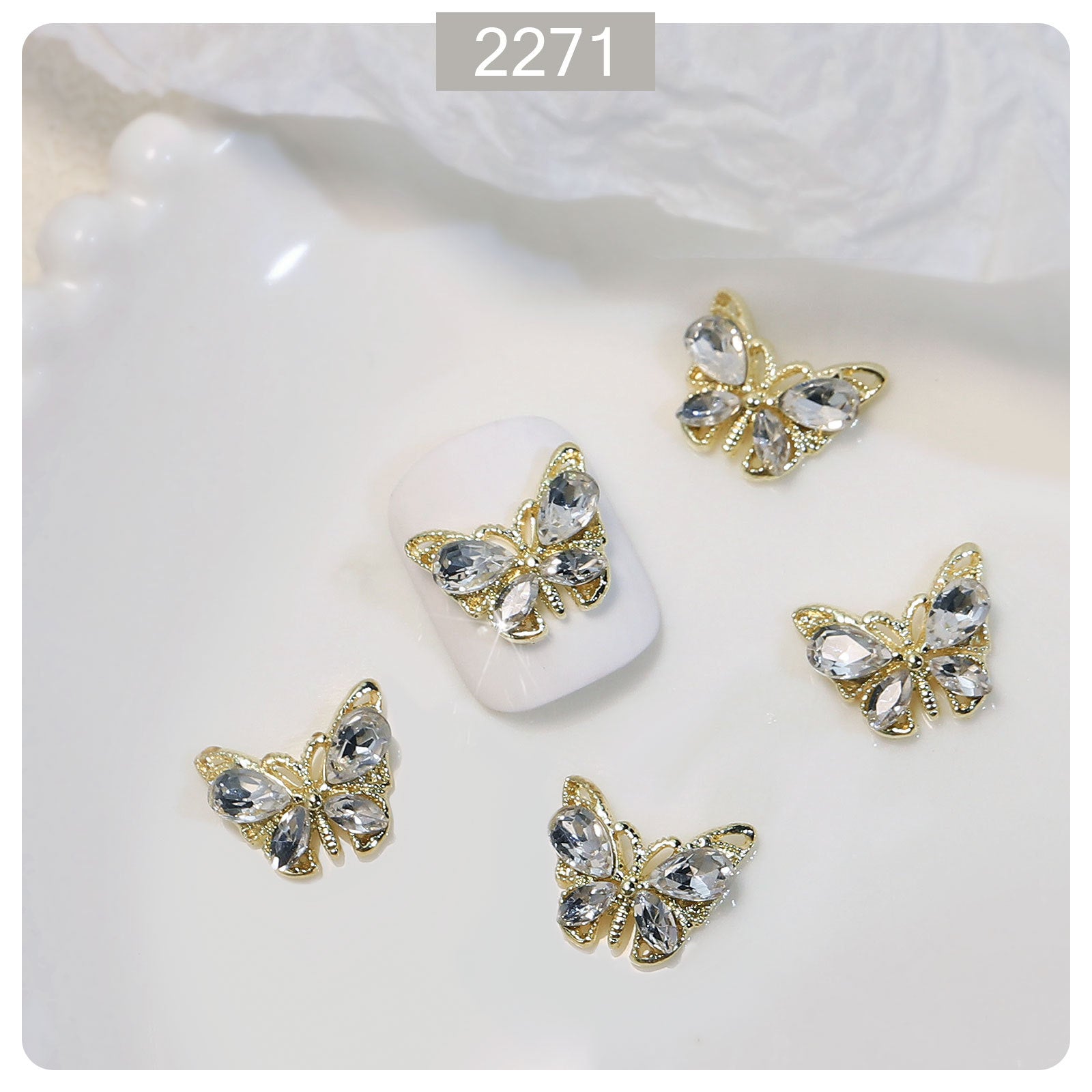Wholesale Crystal Butterfly Zircon Resin Nail Stickers Accessories